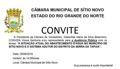 DISCUSSÃO SOBRE A SITUAÇÃO ATUAL DO ABASTECIMENTO D’ÁGUA NO MUNICIPIO DE SITIO NOVO E O SISTEMA ADUTOR DO DISTRITO DA SERRA DA TAPUIA.